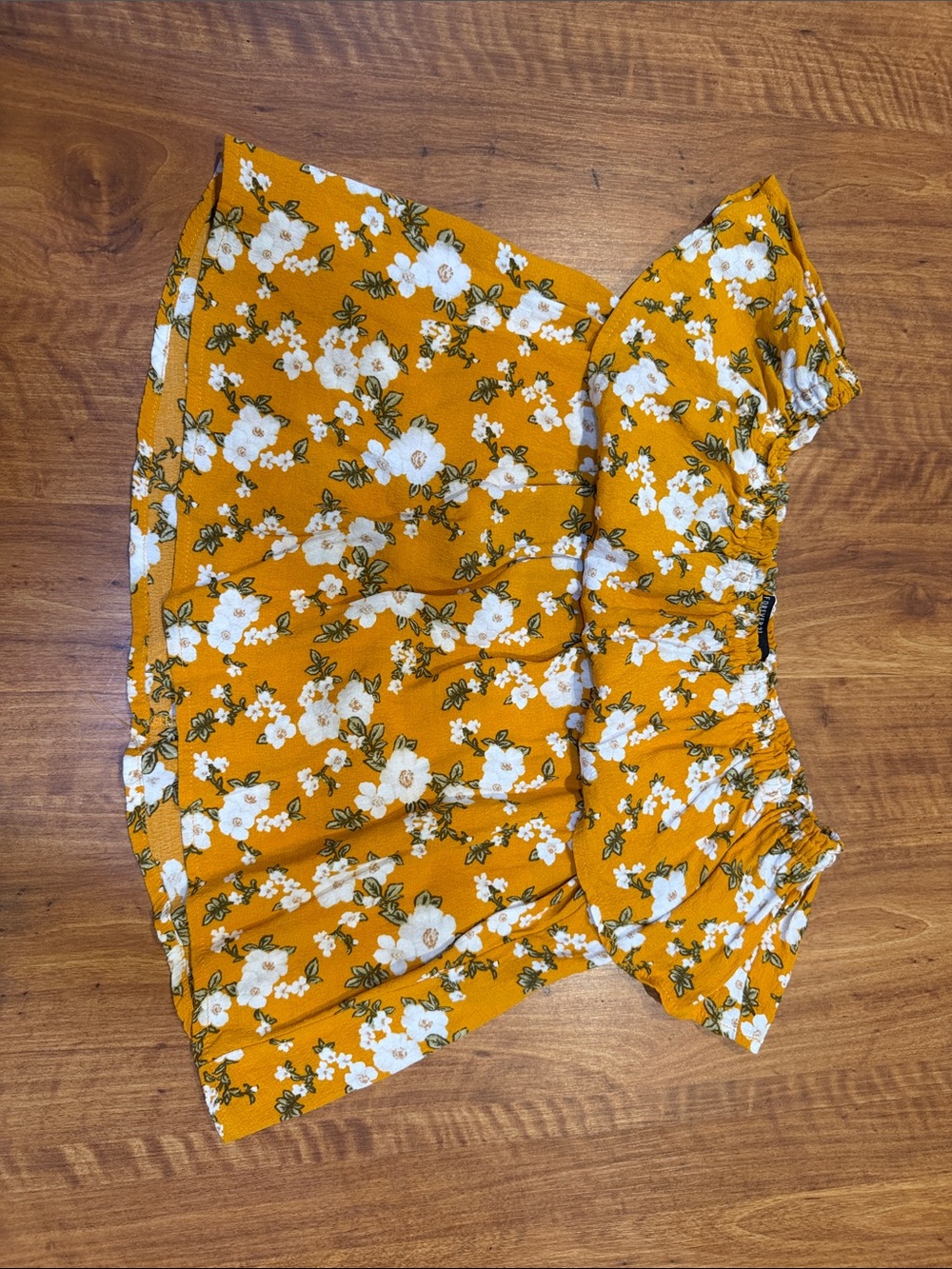 Forever 21 Mustard Yellow Floral Off-Shoulder Top